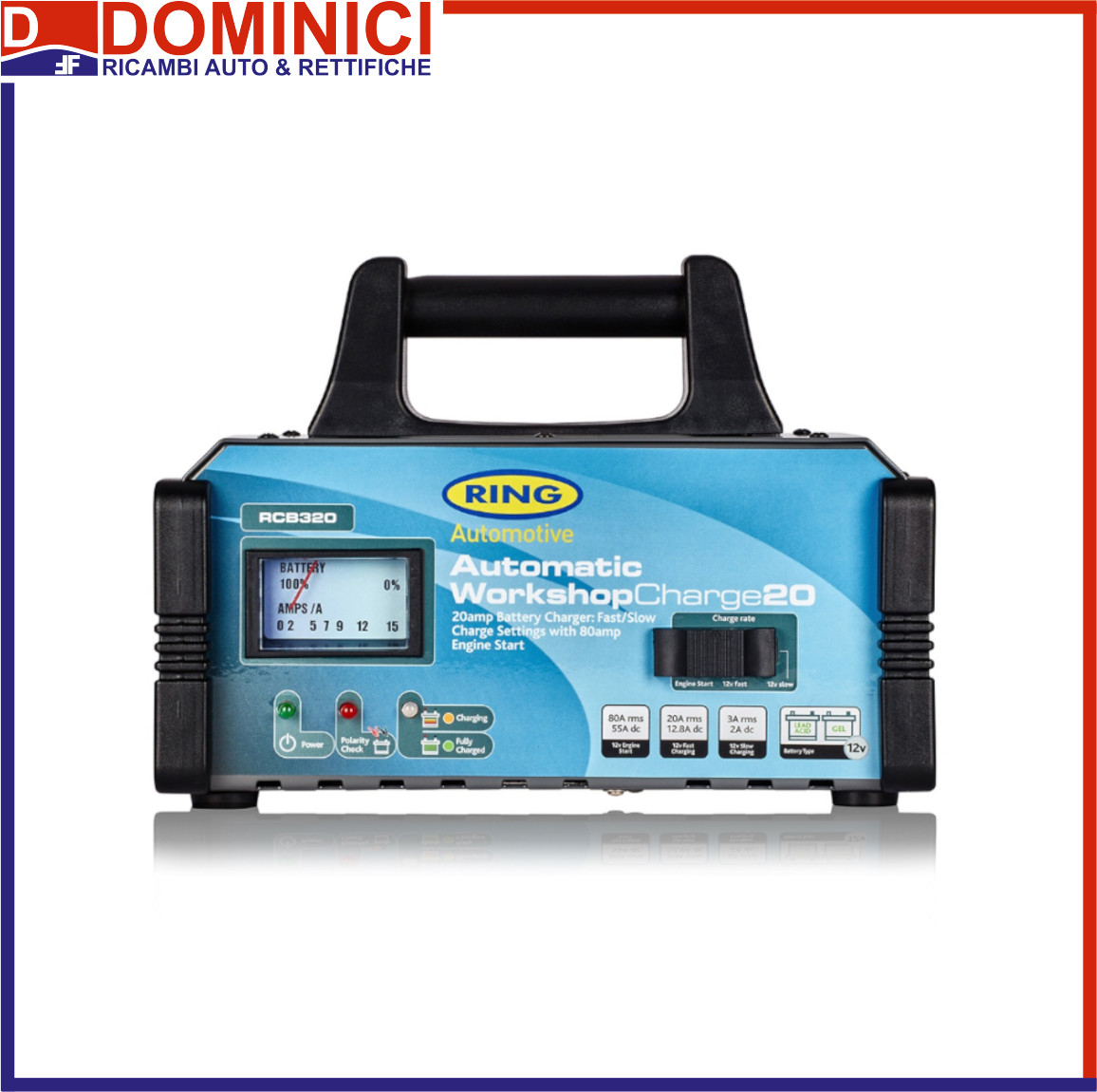 RING CARICA BATTERIE PER AUTO 12V 20A - - Dominici Ricambi