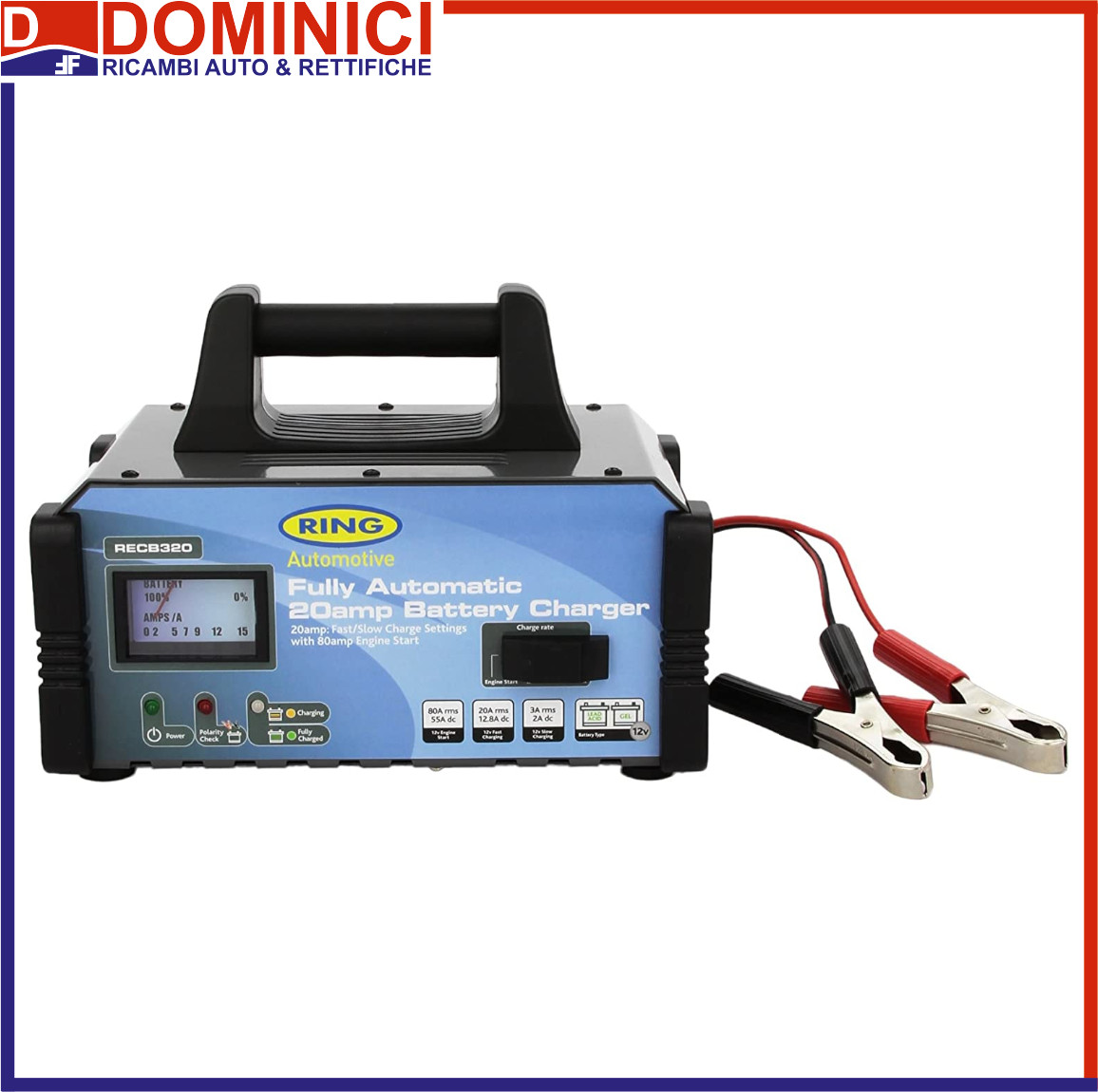 RING CARICA BATTERIE PER AUTO 12V 20A - - Dominici Ricambi