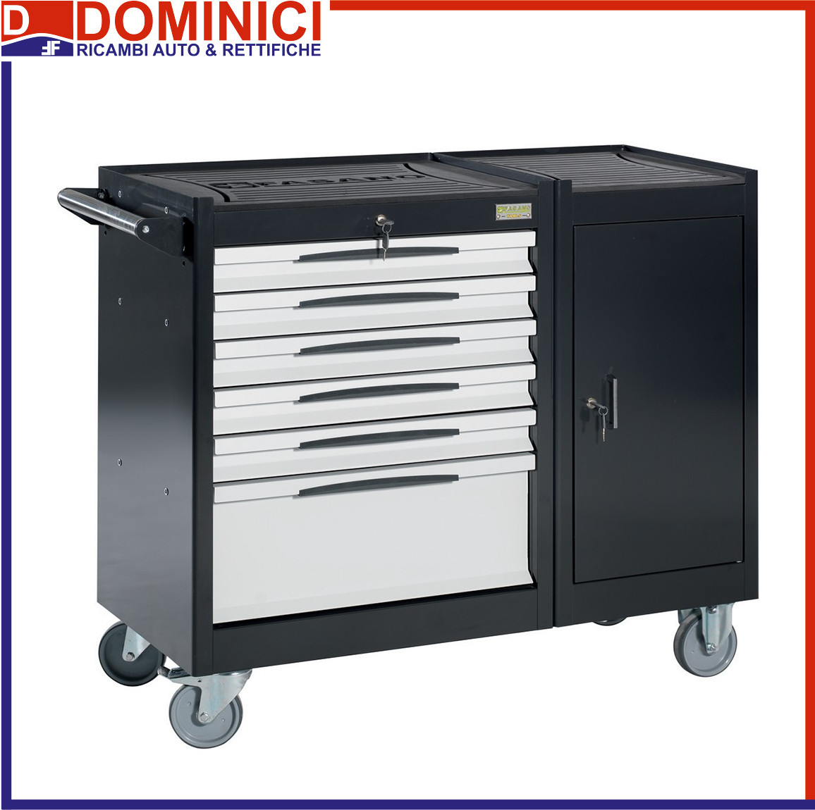 FASANO - FASANO CARRELLO PORTA UTENSILI A 6 CASSETTI CON TOP IN GOMMA -  CARRELLI - Dominici Ricambi