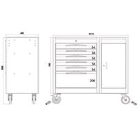 FASANO CARRELLO PORTA UTENSILI A 6 CASSETTI CON TOP IN GOMMA